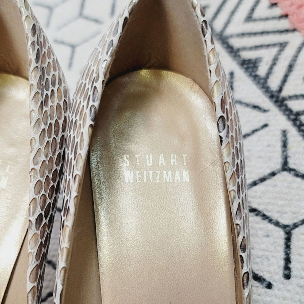 Stuart Weitzman Faux Python Patent Leather Peep T… - image 8